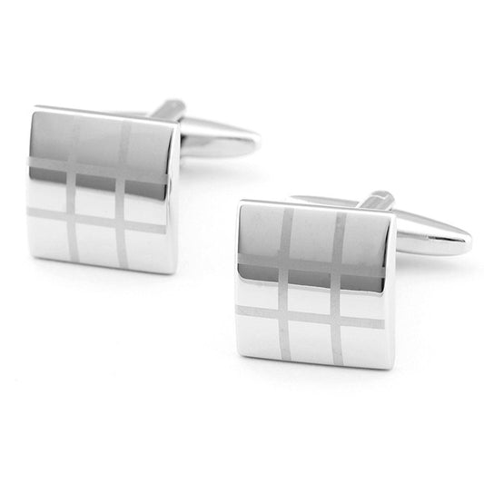 Men's French Checkered Laser Check Cufflinks