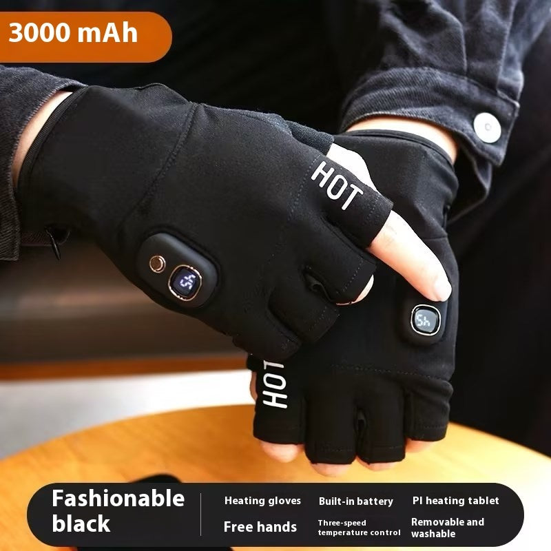 Men's Warm Thick Windproof Electric Heating Gloves