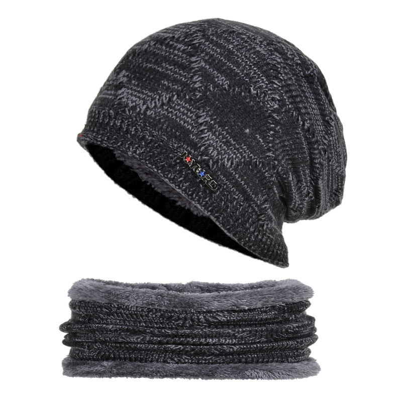 Men's Two-piece Woolen Hat With Head And Ear Protection and Neck Warmer