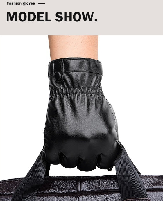 Men's PU Leather Warm Gloves