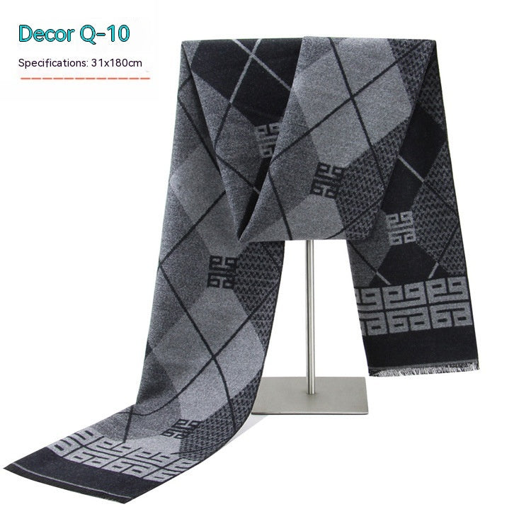 Men's Striped Winter Warm Artificial Cashmere Scarf For Men