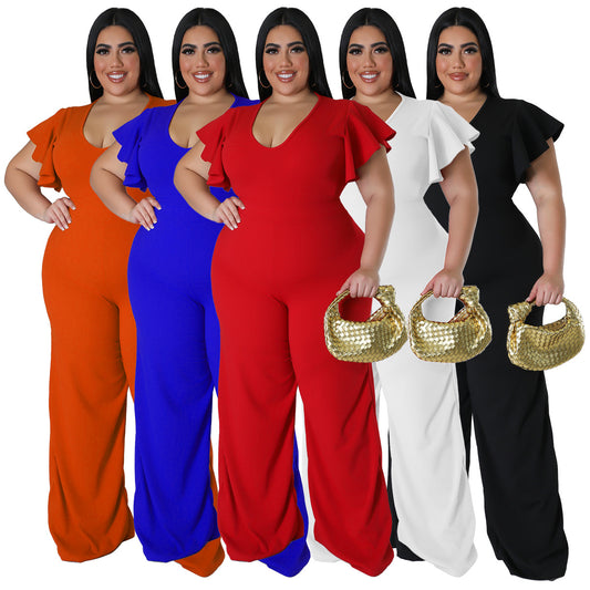 Lotus-leaf Women's Wide-leg Jumpsuit
