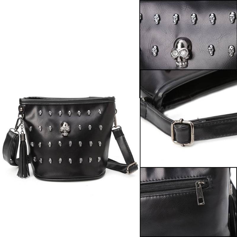 Trendy shoulder Women bag with diamond skull