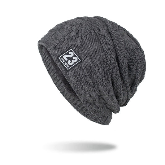Men's Warm Thickened Fleece Pullover Knitted Woolen Beanie