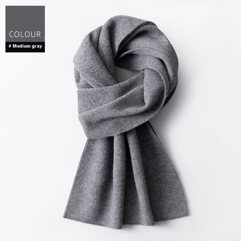 Men's Wool Winter Plaid Double-sided Scarf