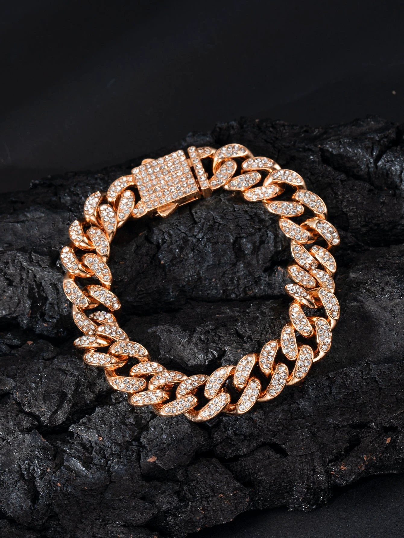 Spring Buckle Cuba Bracelet Alloy Full Diamond by GJG Denim