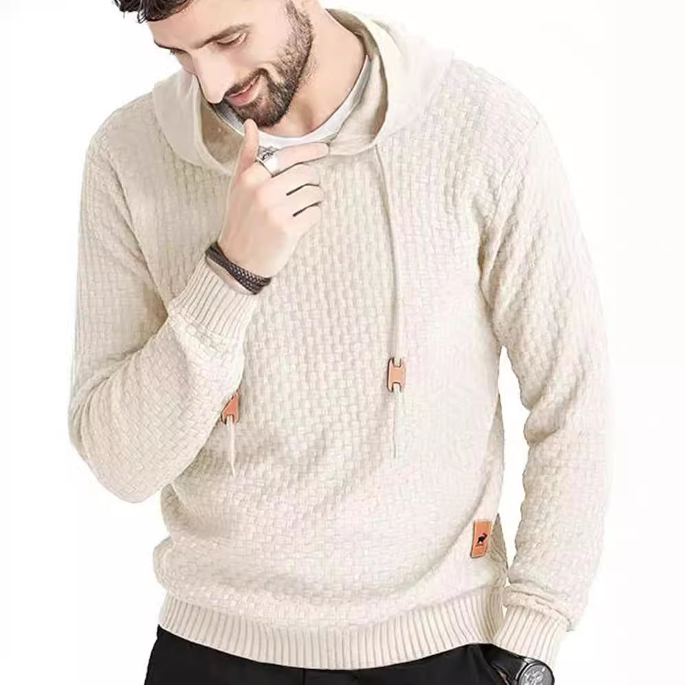 Men's Long Sleeve Solid Color Hooded Sweater