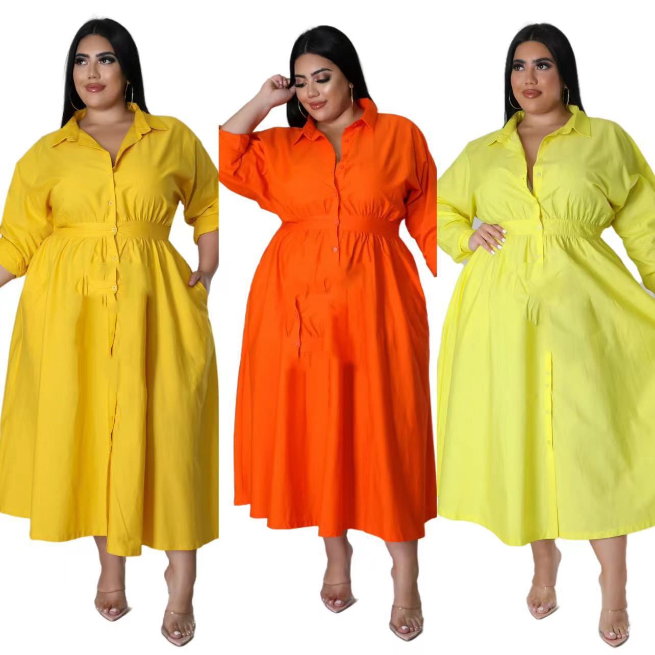 Fashion Plus Size Women's dress long V-neck