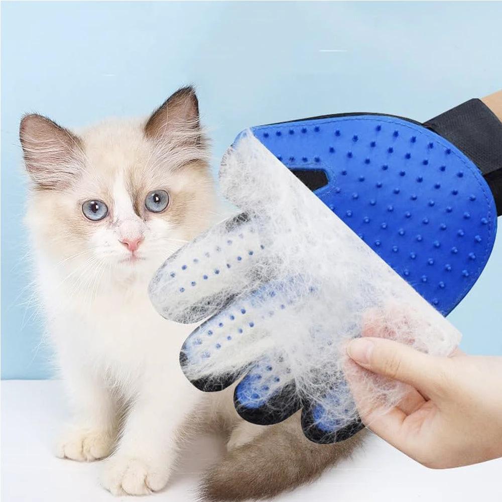 1 Pair Pet Grooming Cat Dog Rabbits Horse Gloves Pet Brush Glove Premium De-Shedding Glove by GJG Denim