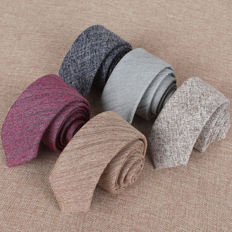 Solid Color Narrow Cotton Men's 6cm Tie