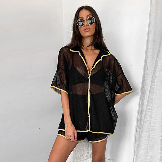 See-through Cardigan lounge set Two-piece Set For Women