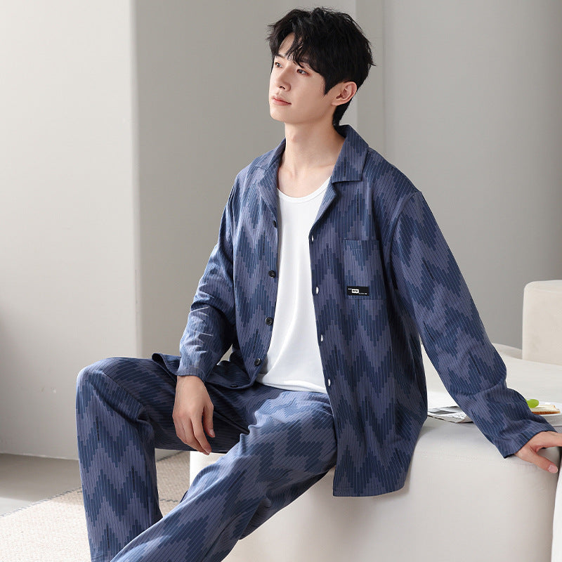 Men's Pure Cotton Long Sleeved Pajamas