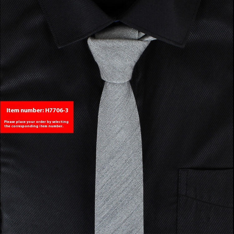 Solid Color Narrow Cotton Men's 6cm Tie