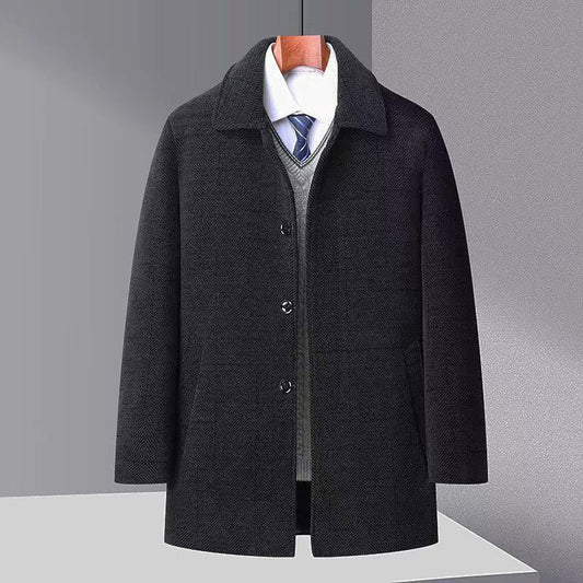 Men's Trench Coat Chenille Fleece-lined Woolen Coat