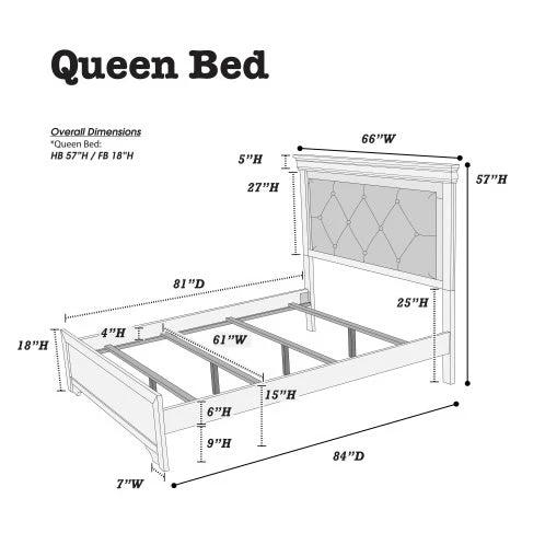 Dark Gray Faux Leather Tufted Headboard 1pc Queen Size Bed W LED Bedroom Furniture Gray Unique Texture FB Solid Wood by GJG Denim