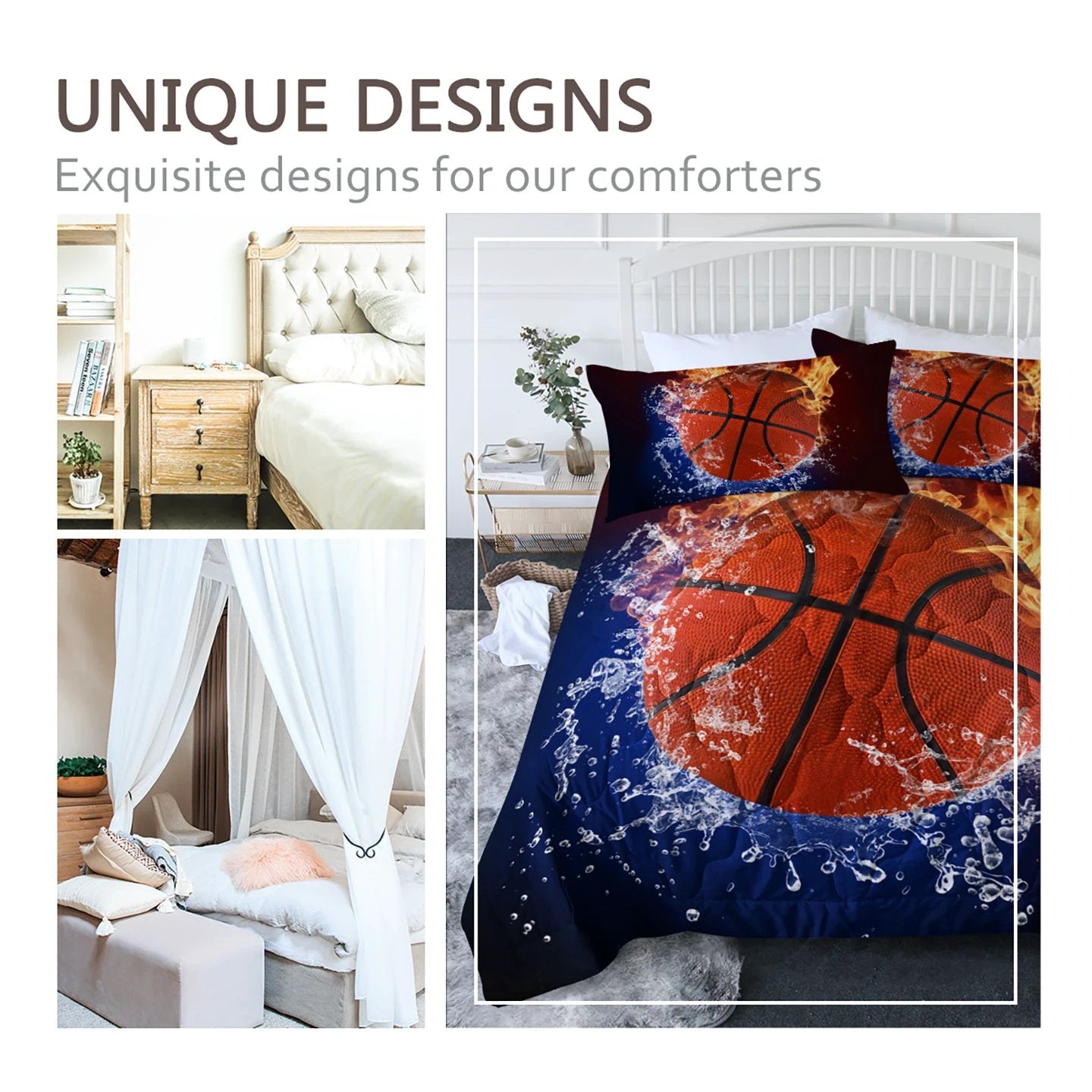 Basketball Bedding Comforter Sets 3 Pieces (comforter, 2 pillow shams) by GJG Denim