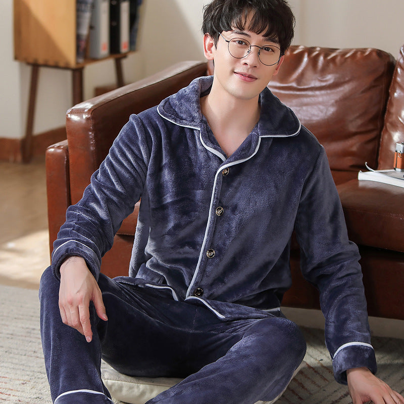 Men's Long Sleeve Cardigan Pajamas