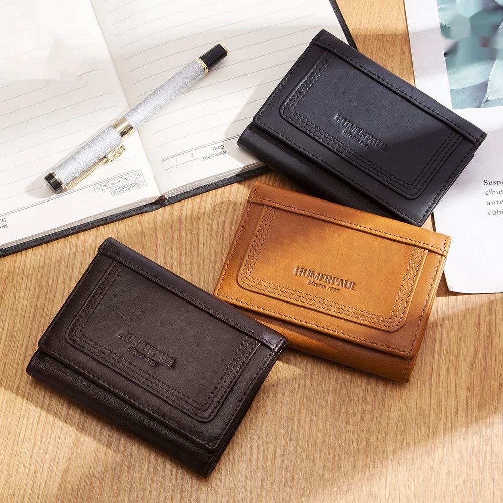 Multi-slot Men's Zipper Wallet Genuine Leather Multi-color by GJG Denim