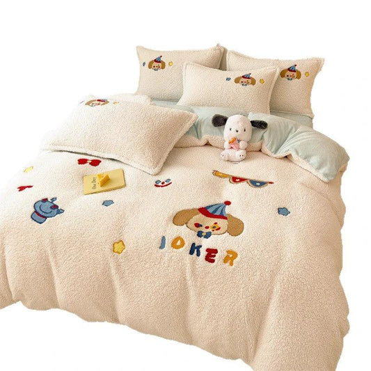 Plush Towel Embroidery Duvet Cover Four-piece Set by GJG Denim