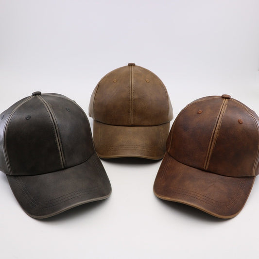 Washed And Worn PU Fashion Baseball Cap