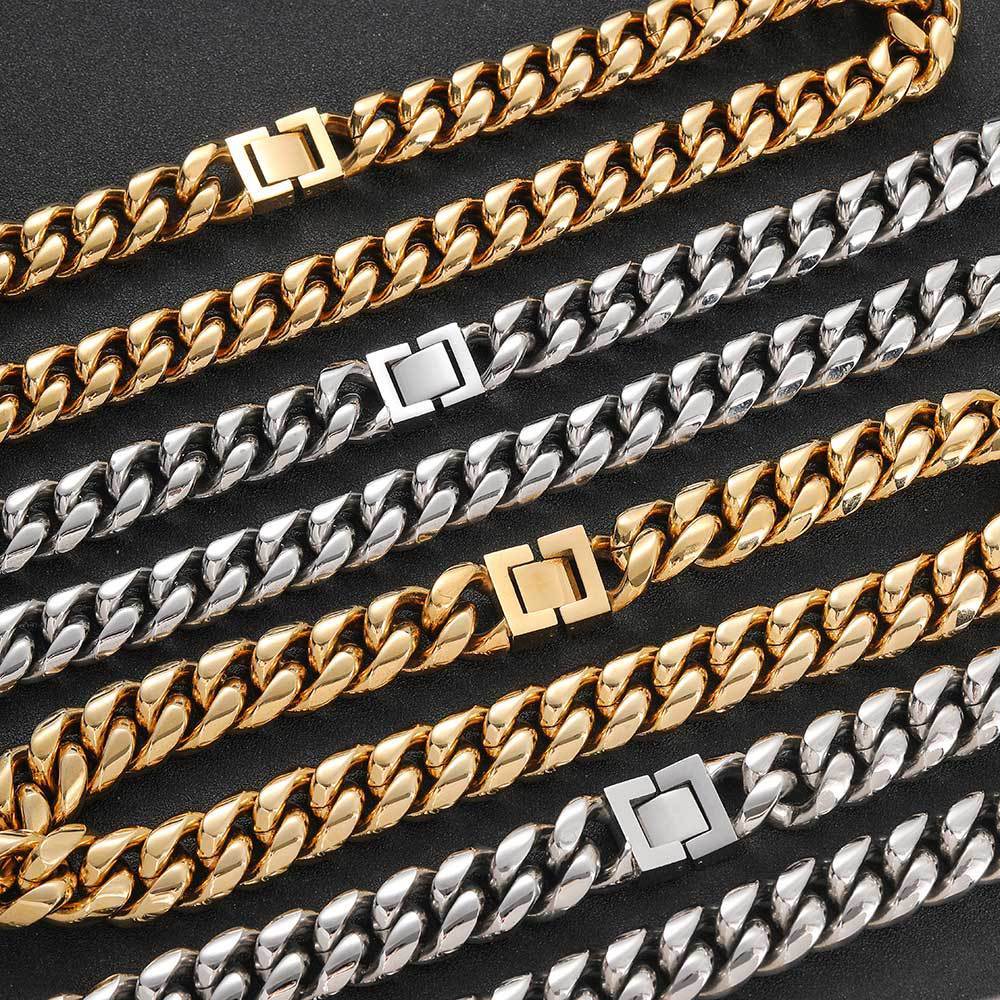 Men's Stainless Steel Buckle Round Necklace