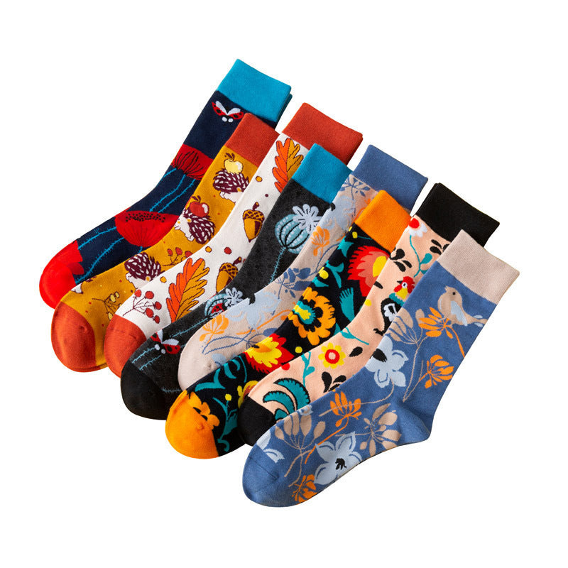Men's Mid-calf Length Casual Cartoon Foot Socks