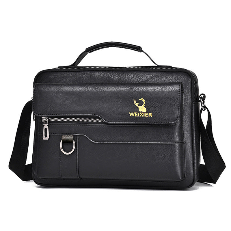 Men's Messenger Bag One Shoulder Retro Business Backpack PU Leather Flaps Crossbody