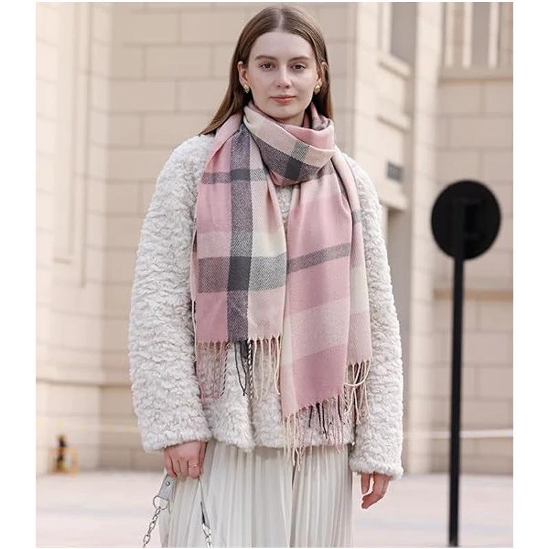 Couple Winter Scarf - Thick Warm Polyester Tassel Shawl Wrap, 180x70cm Unisex Scarves For Women & Men, Christmas Thanksgiving Gift by GJG Denim