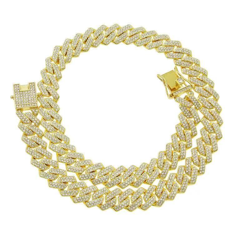 14mm Diamond-Encrusted Rhombus Necklace For Men by GJG Denim