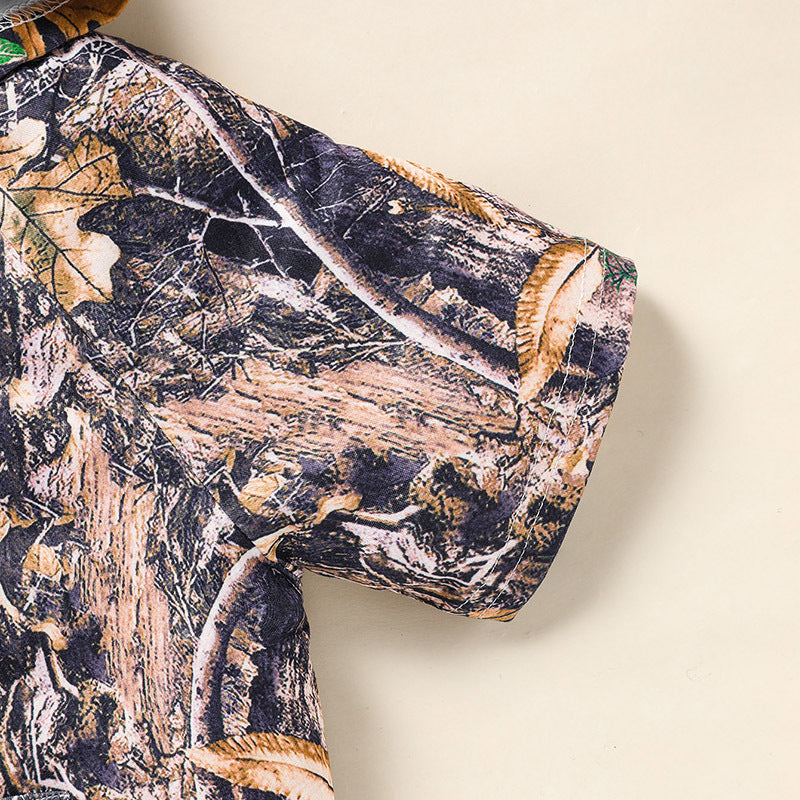 Toddler Baby Boy Outfits Little Boys Short Sleeve Camouflage Print Hoodie Sweatshirt Shirts & Short Pants With Pocket