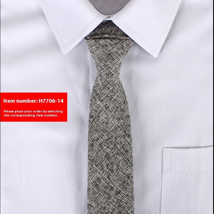 Solid Color Narrow Cotton Men's 6cm Tie