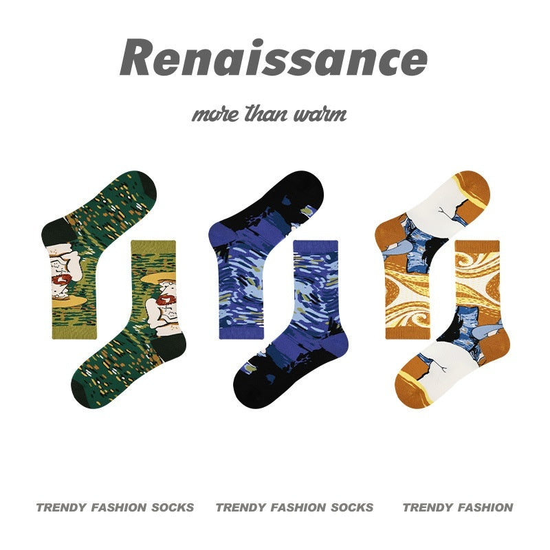 Men's Renaissance Original Tube Socks Simple Letters