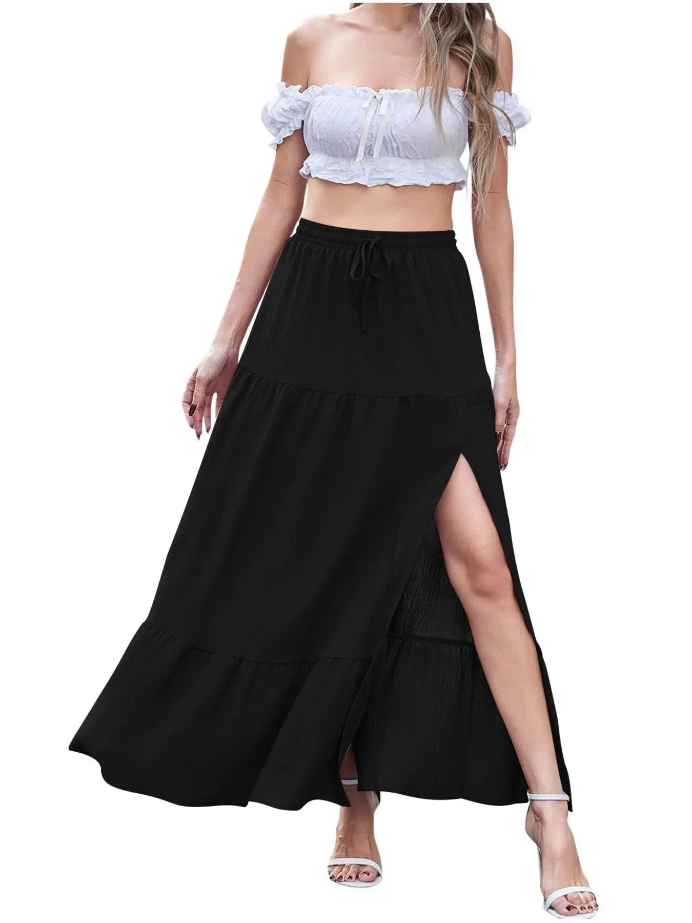 Full Size Slit Maxi Skirt Plus Size by Lady Ros