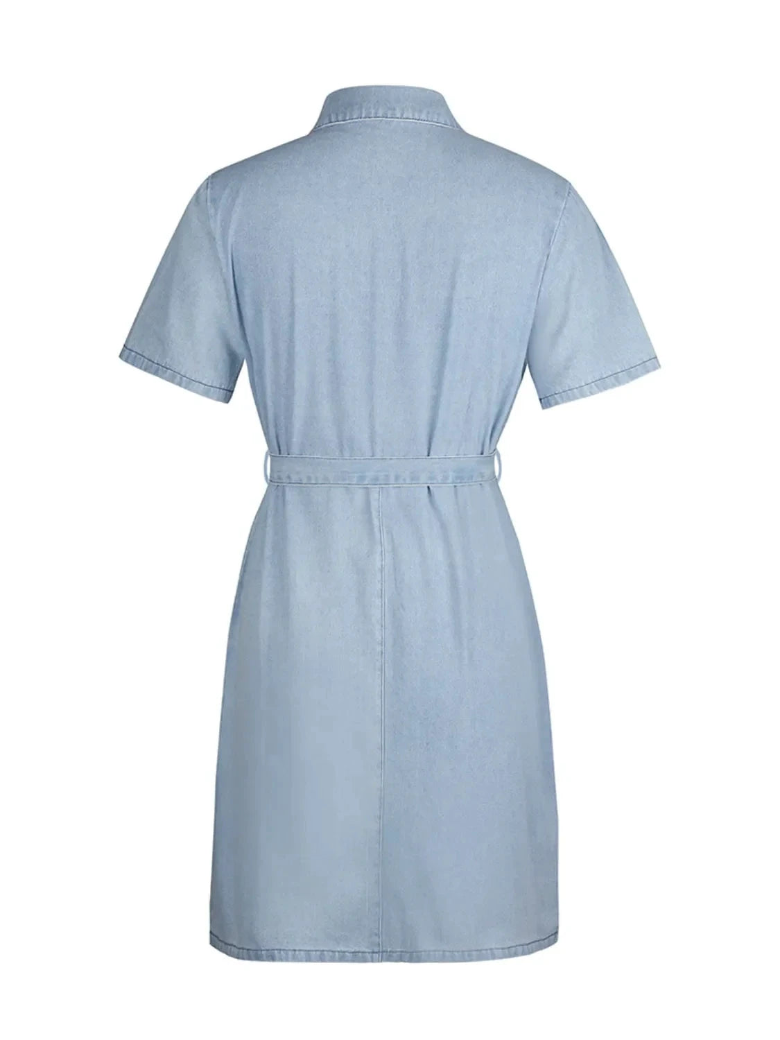 Full Size Zip Front Short Sleeve Denim Dress Plus Size by Lady Ros