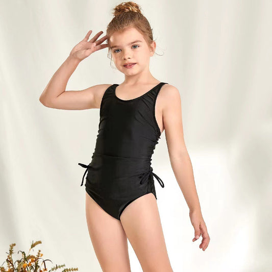 Bikini Solid Color Pleated Tie Than Swimsuit