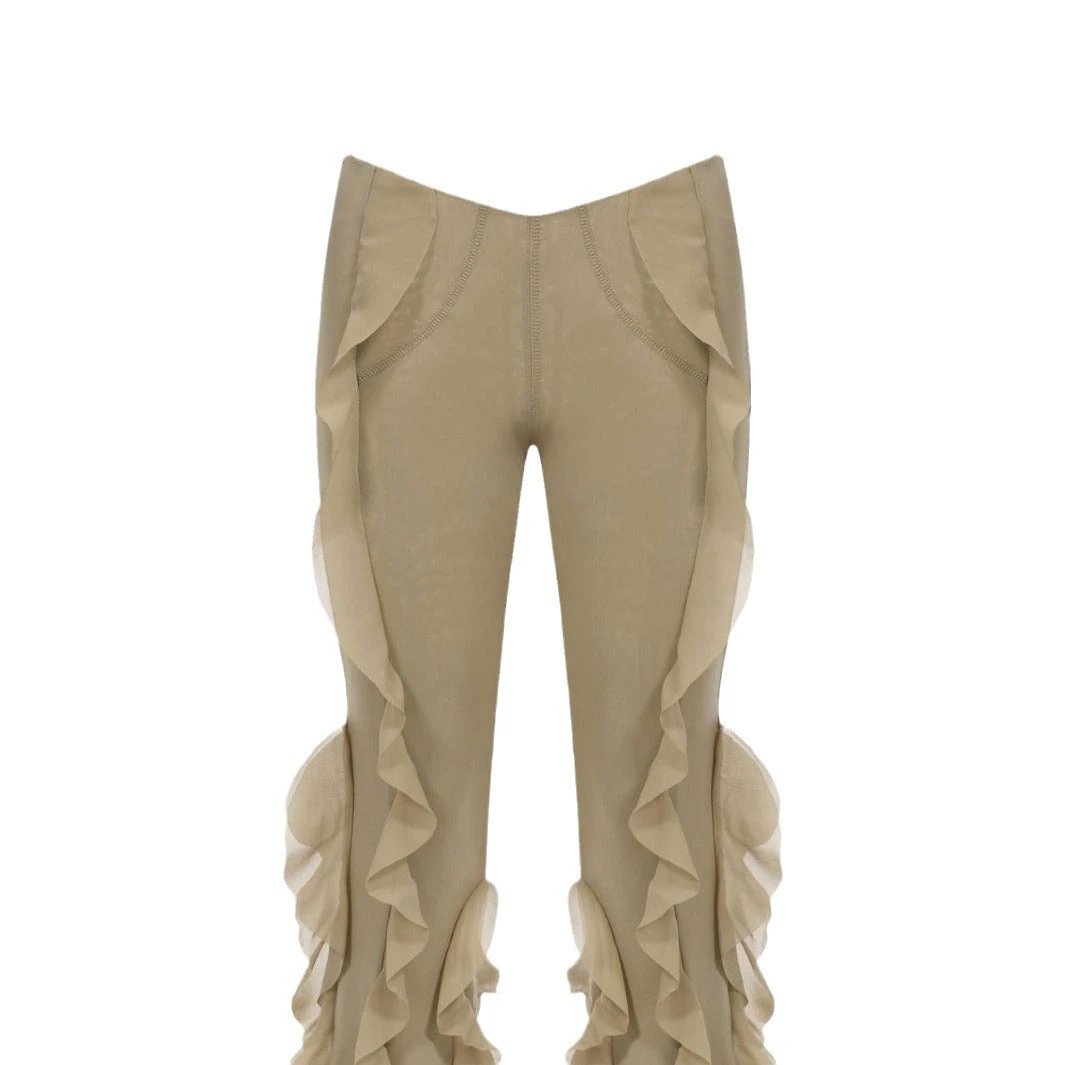 Ear Flying Pants Slim-fit Micro Flared Pants Women by GJG Denim