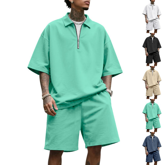 Lapel Suit Men's Summer Two-piece Set Loose