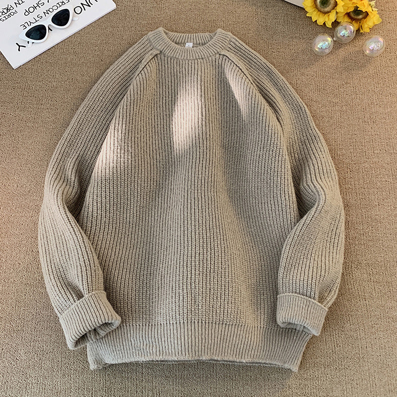 Men's Solid Color Loose Casual Long Sleeve Lazy Sweater
