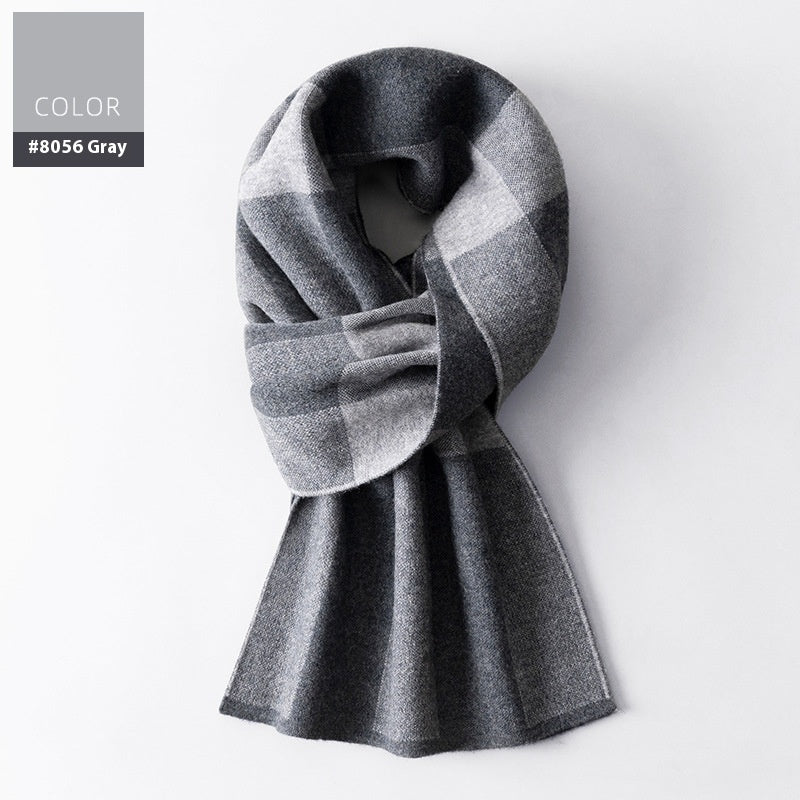 Men's Wool Winter Plaid Double-sided Scarf