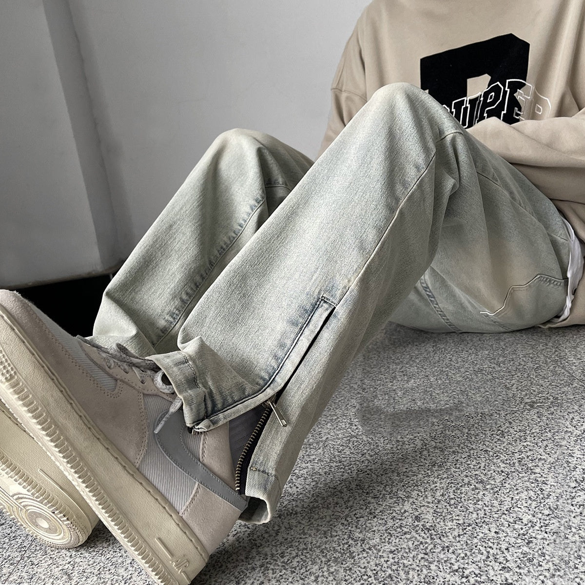 Men's Side Zipper Skinny Jeans