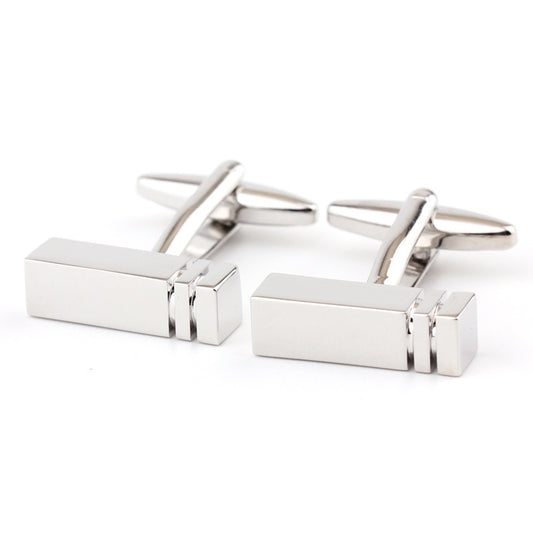 Rectangular Glossy Metal Cufflinks For Men