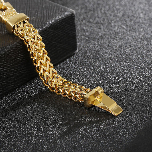 Men's Boxing Mesh Chain Link Gold Color Bracelet Stainless Steel
