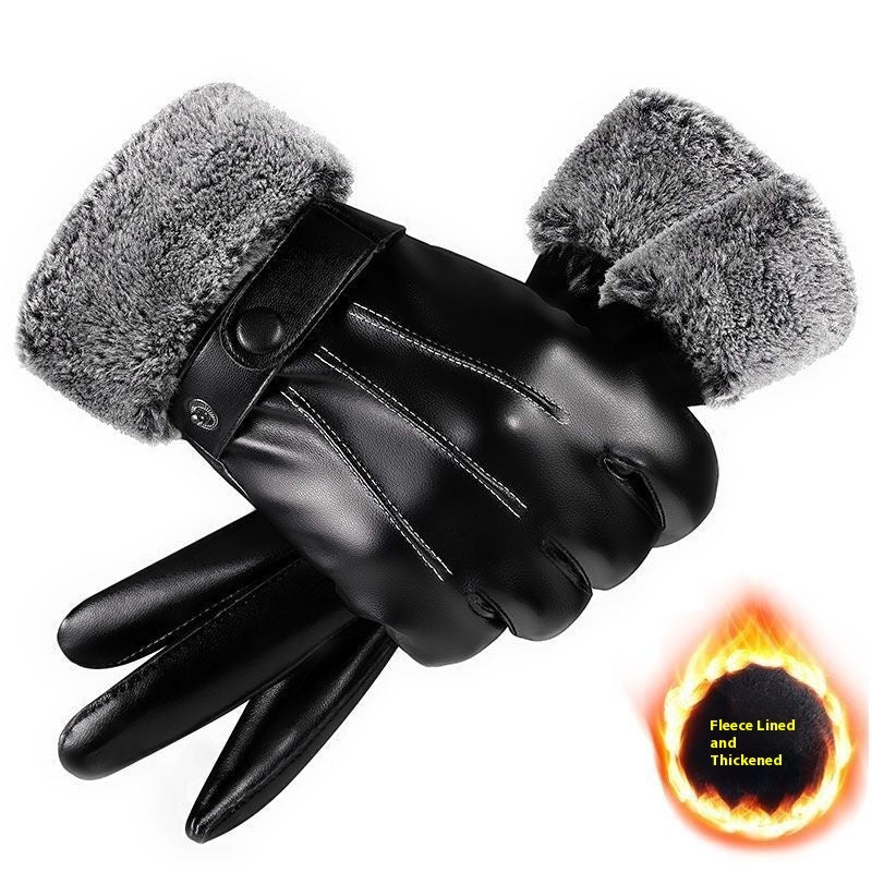 Men's Fleece-lined Thick Windproof Gloves