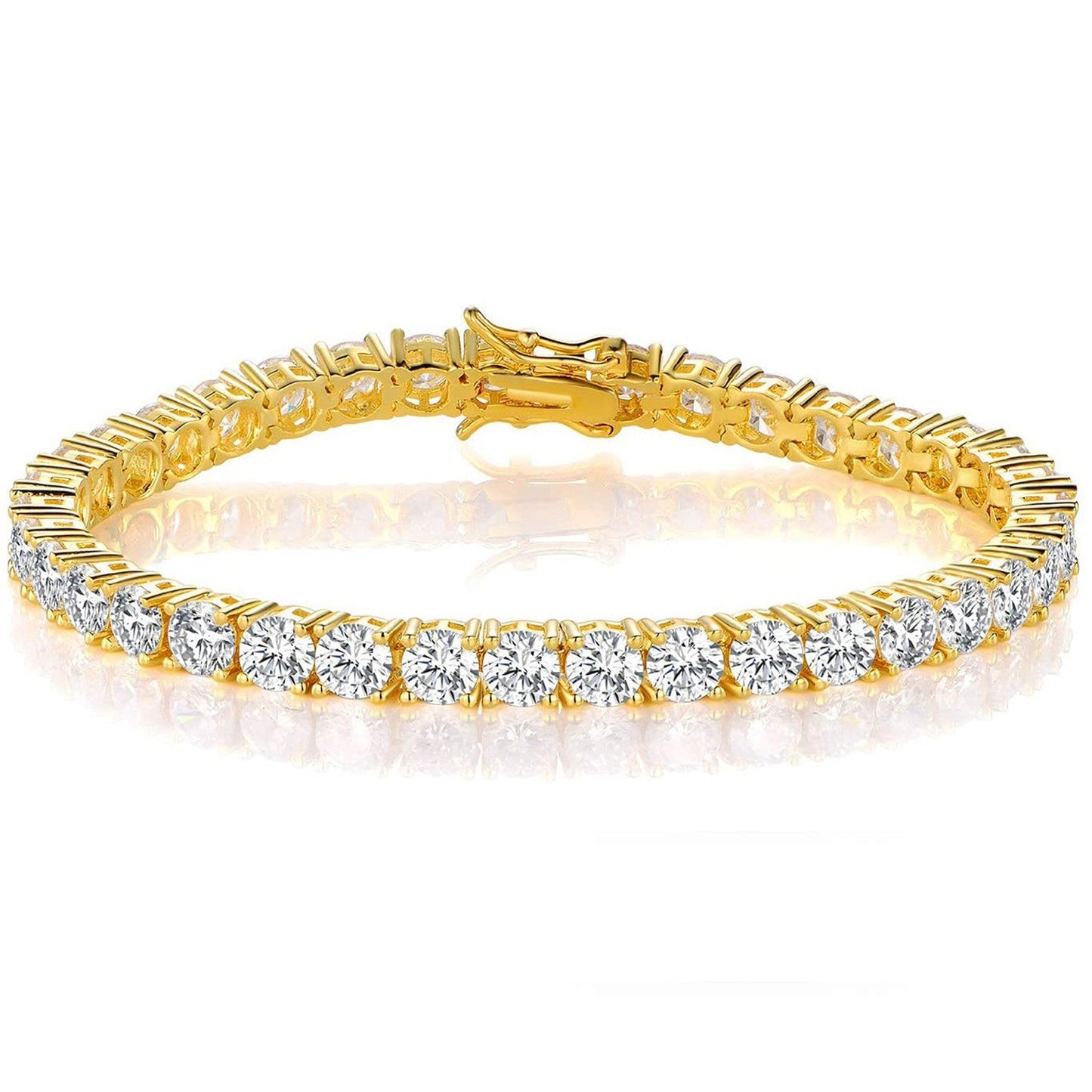 Classic 18K Gold Electroplated Zircon High-grade Tennis Full Diamond like Bracelet