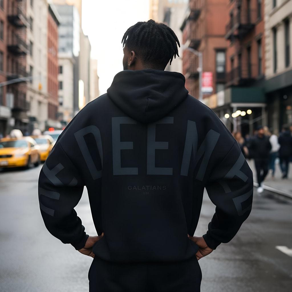 Men's Loose Letter Printed Hooded Sweater