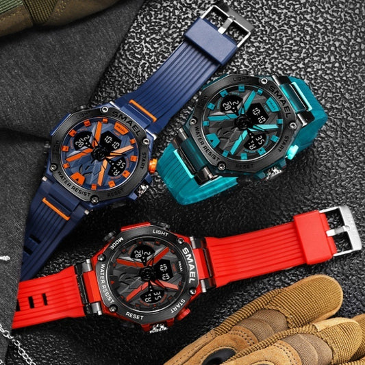 Men's Multifunctional Digital Double Display Waterproof Alloy Sports Quartz Watch