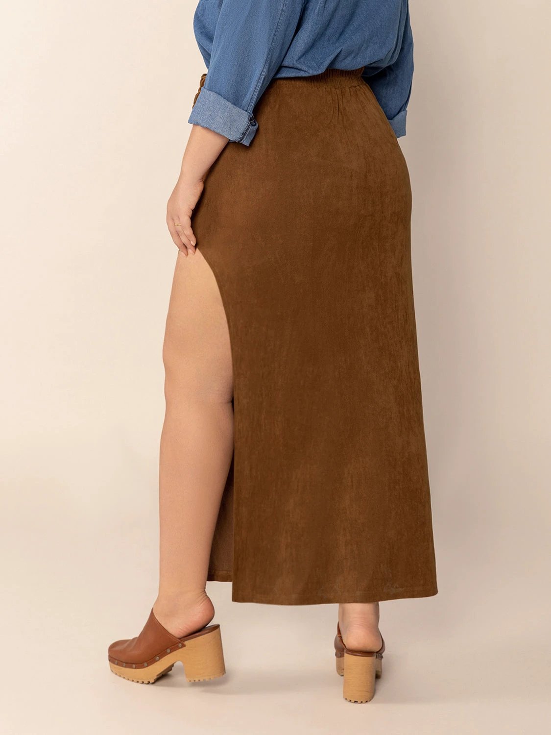 Plus Size Ruffled Slit High Rise Skirt by Lady Ros