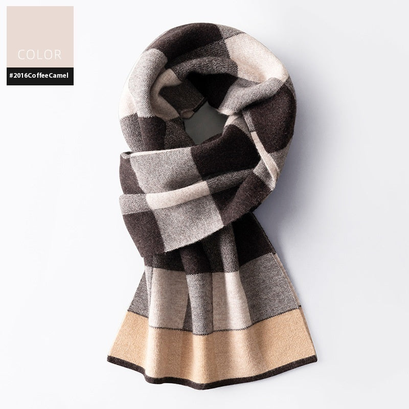 Men's Wool Winter Plaid Double-sided Scarf