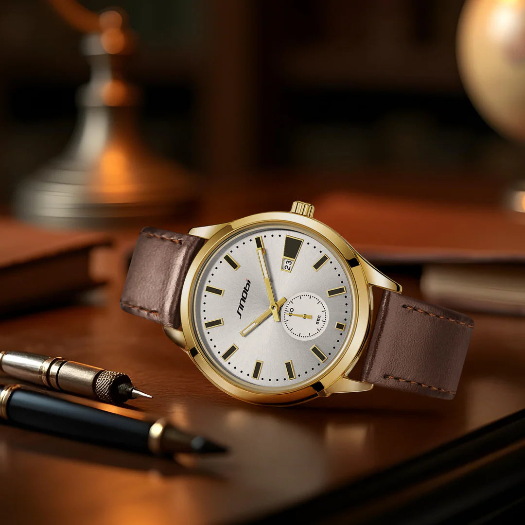 Men's Casual Leather Strap Business Quartz Watch
