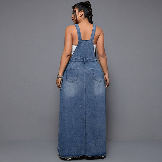 Women's Cool Denim Suspender Skirt